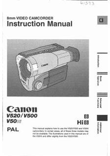 Canon V 500 manual. Camera Instructions.